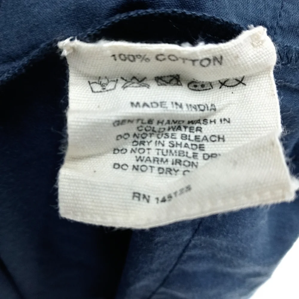 Lazy Bones Navy Cotton Embroidered Cap Sleeve‎ Dress - Picture 8 of 9